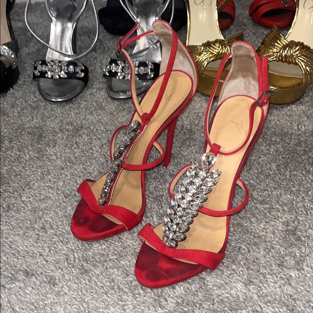 Giuseppe Zanotti Red Heels with Crystal Accents - Picture 3 of 10